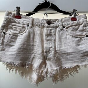 We The Free Off-White Frayed Hem Denim Cutoff Shorts